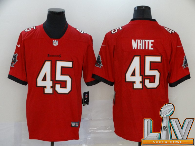 Super Bowl LV 2021 Men Tampa Bay Buccaneers #45 White red New Nike Limited Vapor Untouchable NFL Jerseys->tampa bay buccaneers->NFL Jersey